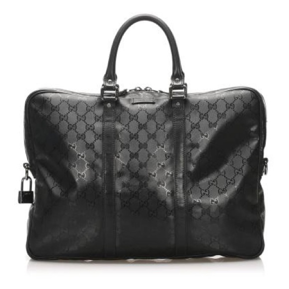 72 HOUR SALE GUCCI Black Canvas Business Briefcase Laptop Computer Messenger Bag